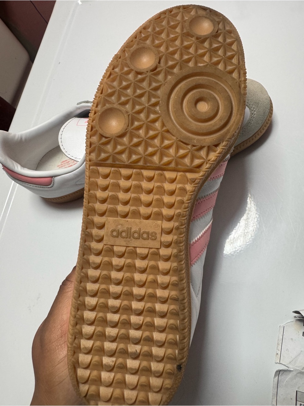 adidas White and Pink Samba Sneakers - Picture 9 of 9
